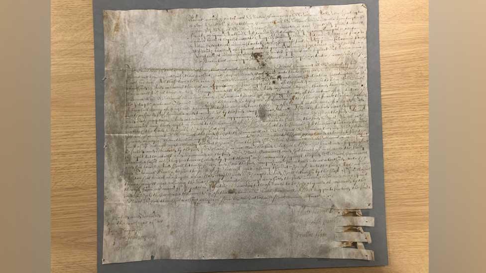 1627 deed signed by Oliver Cromwell