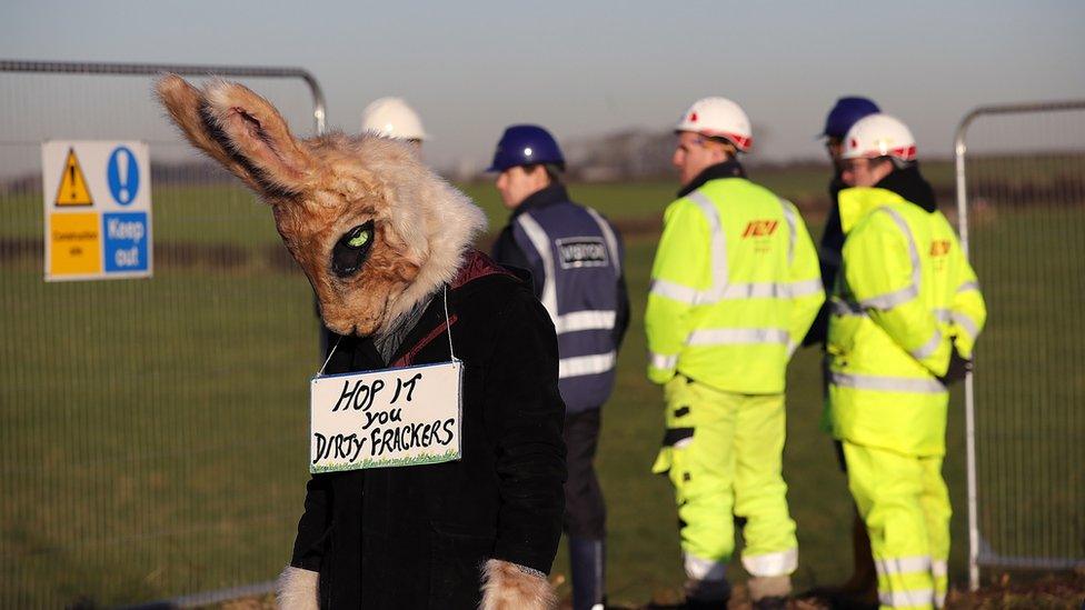 Anti-fracking protester at the site on 5 Jan 2017