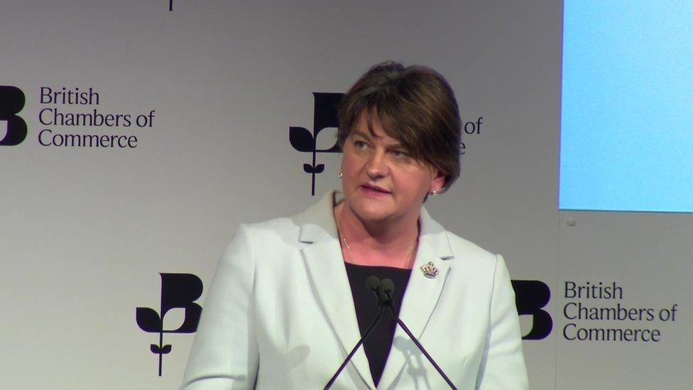 Arlene Foster speaking in London at the British Chambers of Commerce on Thursday.