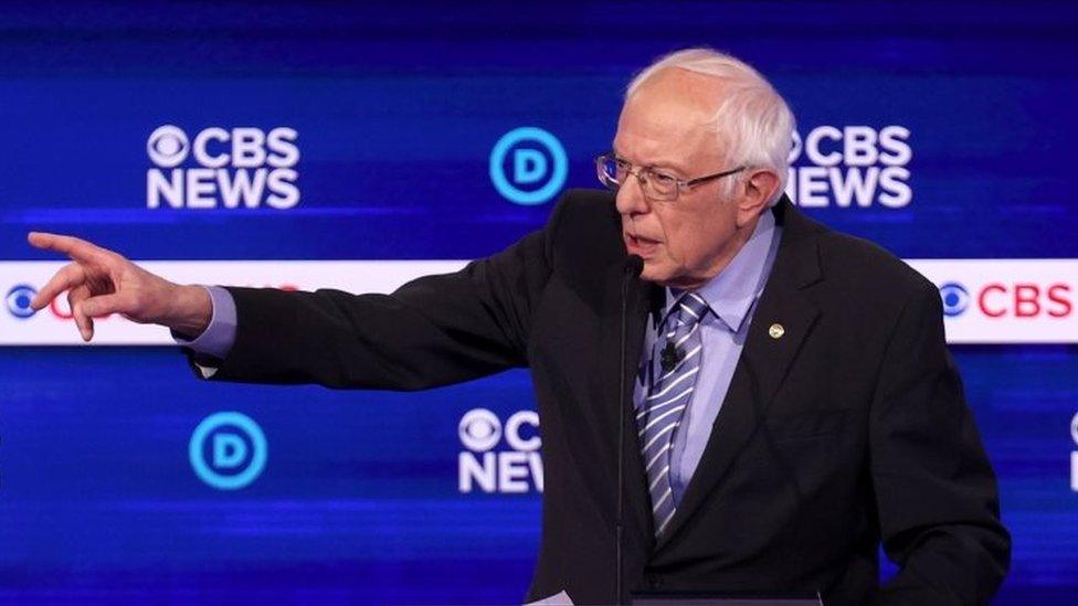 Bernie Sanders speaks during the debate in Charleston, South Carolina. Photo: 25 February 2020