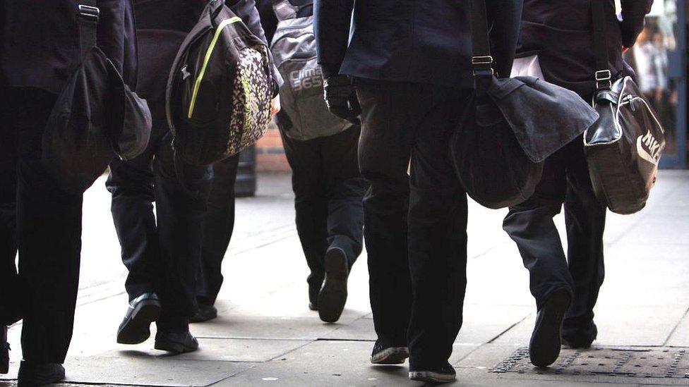 View of pupils walking in school