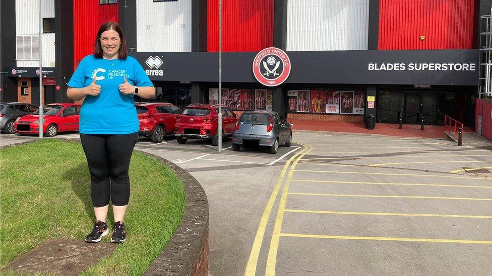 Jo outside Sheffield United