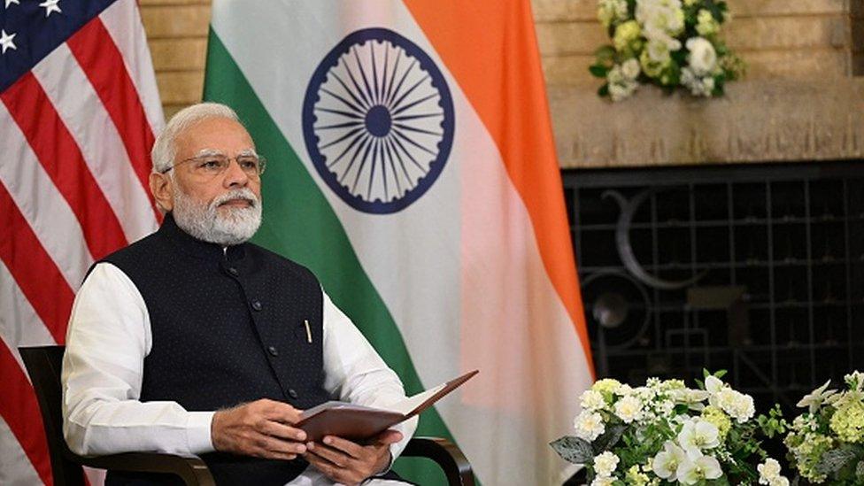 Indian Prime Minister Narendra Modi holds a meeting with US President Joe Biden (not pictured) during the Quad Leaders Summit at Kantei in Tokyo on May 24, 2022. (Photo by SAUL LOEB / AFP) (Photo by SAUL LOEB/AFP via Getty Images)