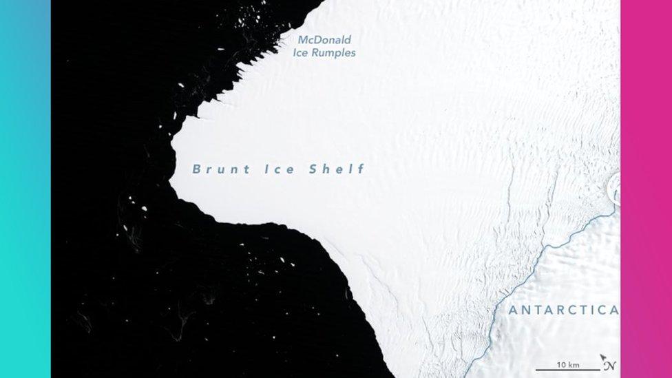 Map showing the ice shelf in 1986.