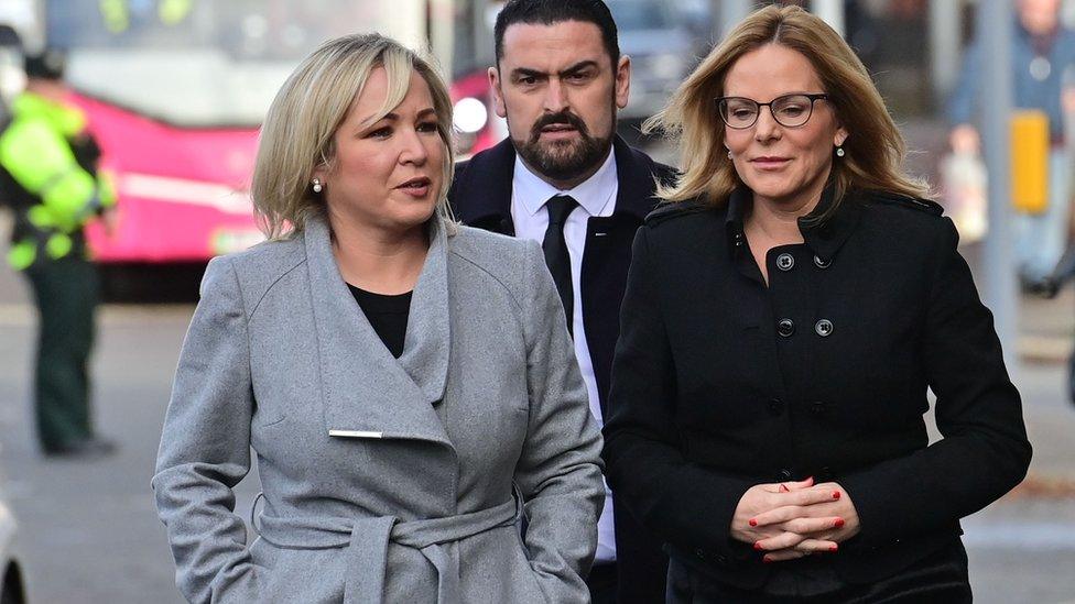 Sinn Féin deputy leader Michelle O'Neill and the party's Lord Mayor of Belfast Tina Black