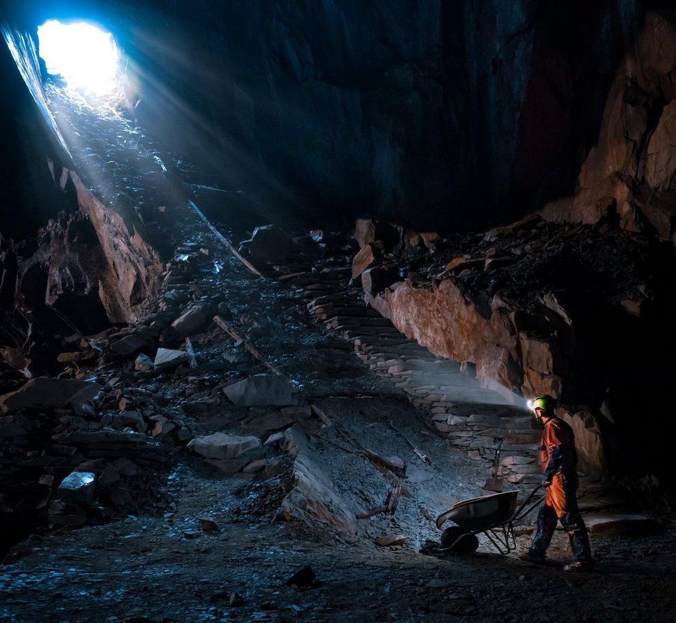 A cavern at Elterwater Quarry