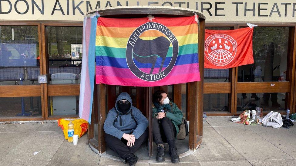 Protesters outside Edinburgh University