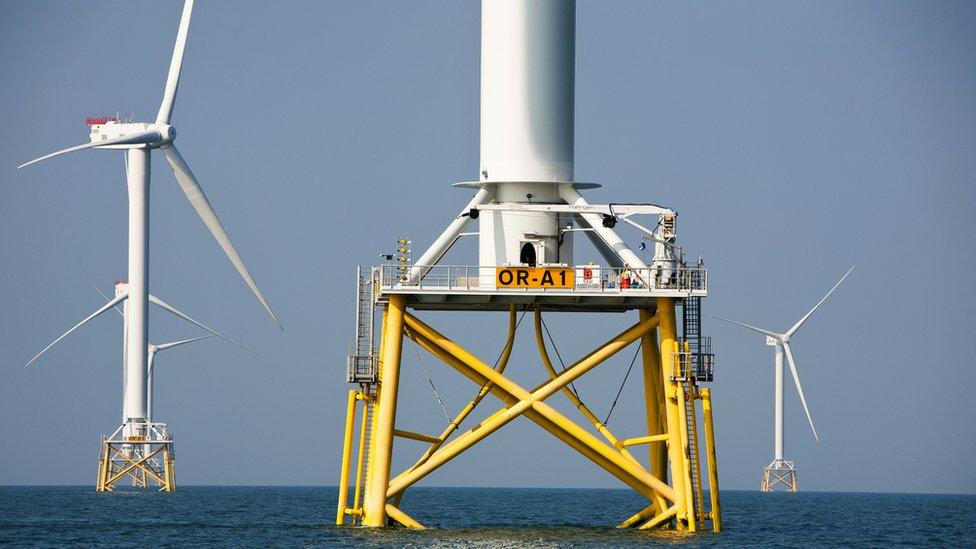 Close up of a wind turbine