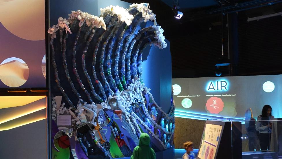 A giant wave sculpture at National Space Centre in Leicester