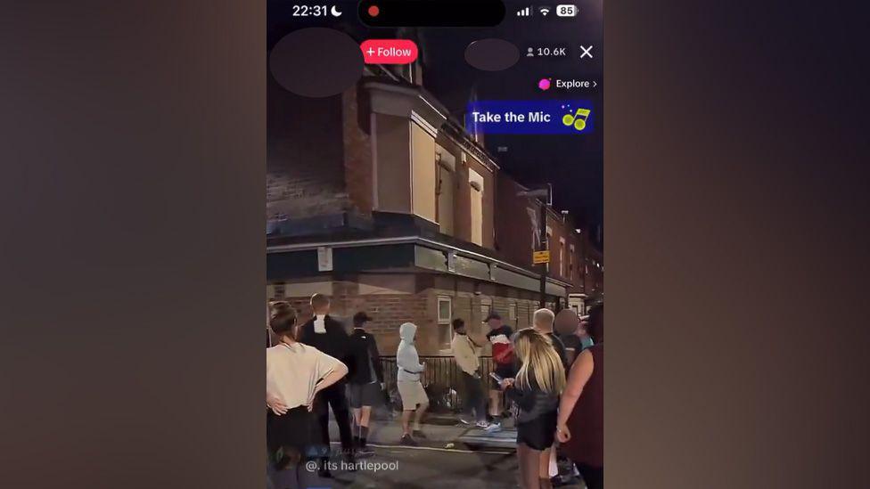 A TikTok livestream was shared amid the disorder in Hartlepool