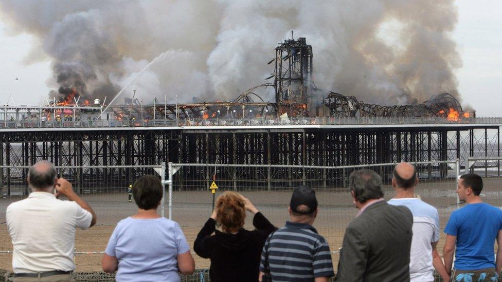 The pier on fire in 2008