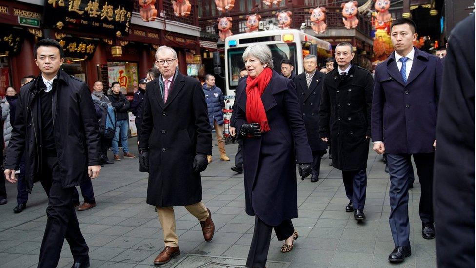 Theresa May and her husband Philip in Shanghai