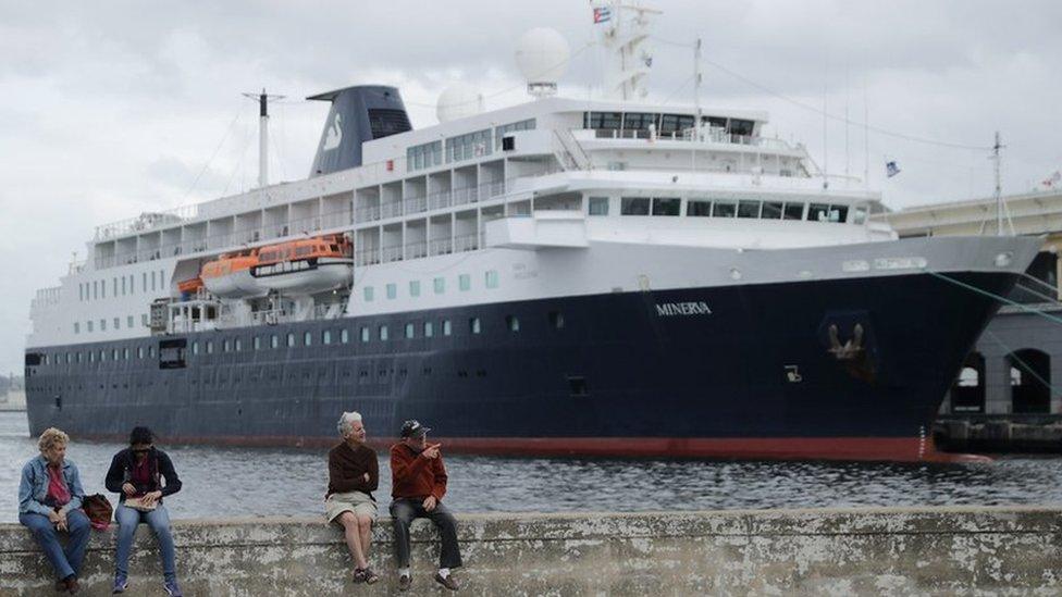 A cruise ship near Old Havana neighborhood on March 21, 2016