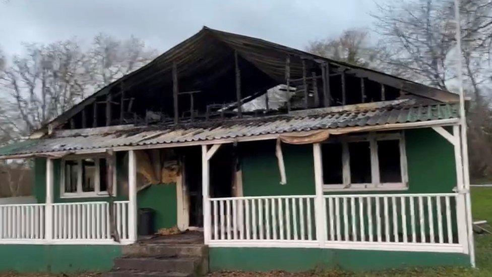 Monkswood Cricket Club after the fire