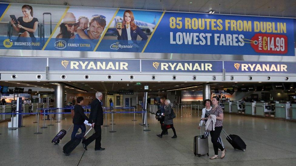 Ryanair signs at Dublin airport