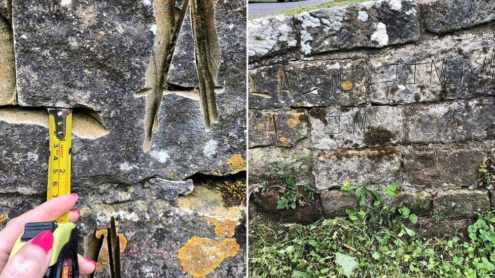 Vandalism at Beggar's Bridge, North Yorkshire