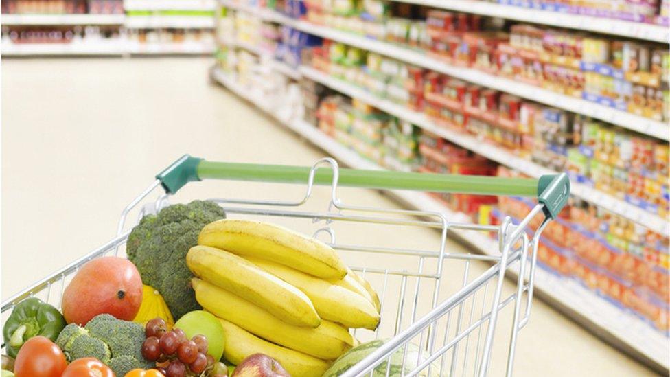 shopping trolley in supermarket