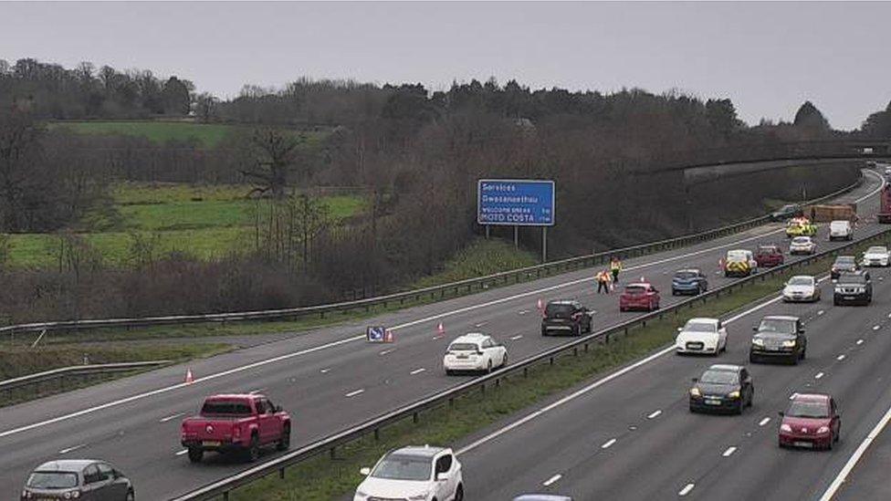 Traffic caused by the hay bales