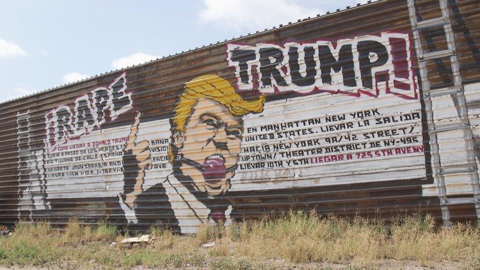 An anti-Trump mural on the Mexican side of the border