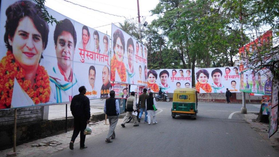 Hoardings had come up in various parts of Lucknow to welcome General Secretary of Uttar Pradesh East Priyanka Gandhi Vadra, on her visit to Lucknow.