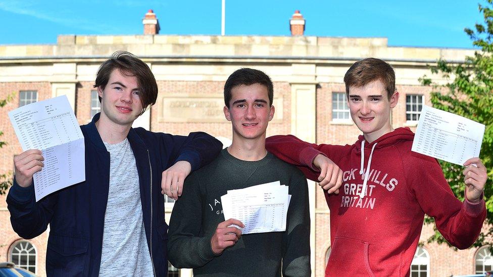 Royal Belfast Academical Institution pupils with their results