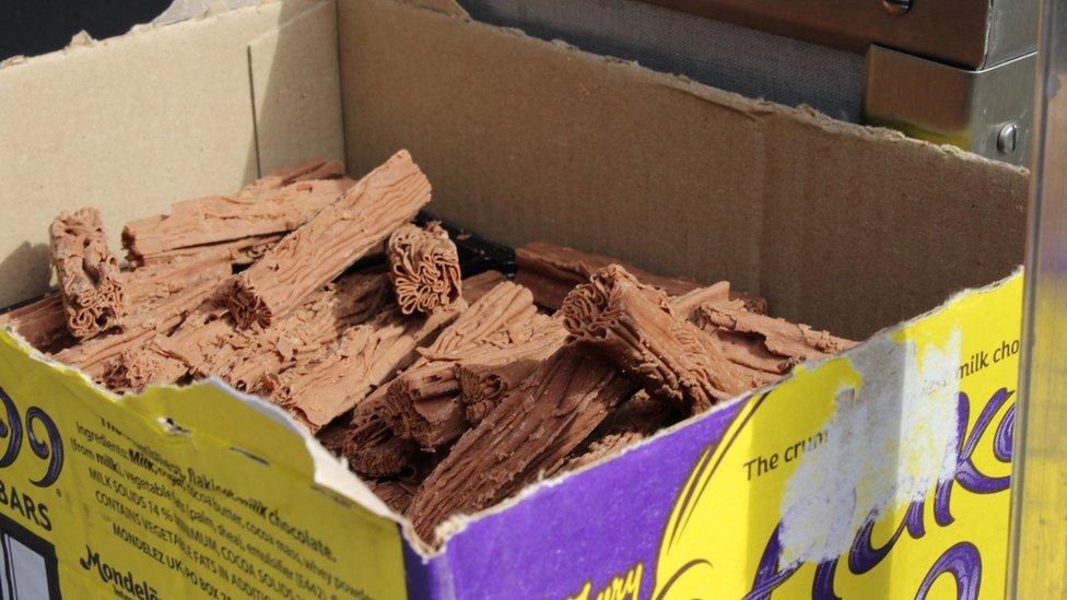 Chocolate flakes in a box