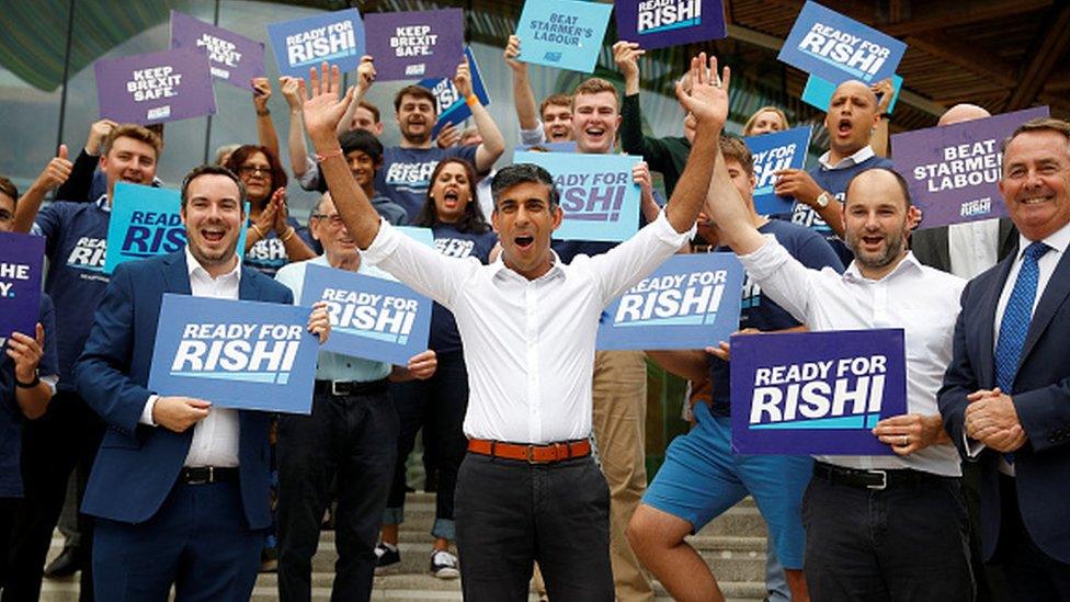 Rishi Sunak at a Conservative rally