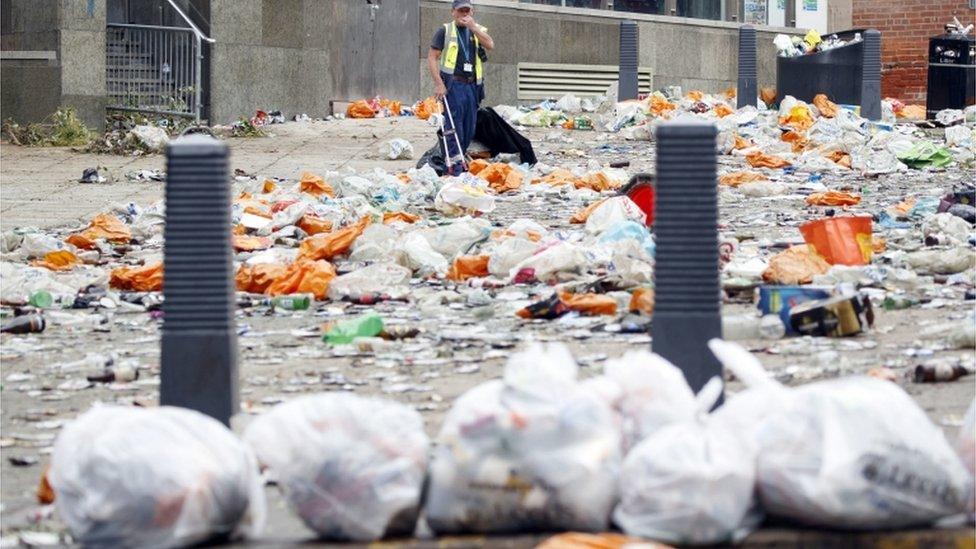 The clean-up operation in Millennium Square