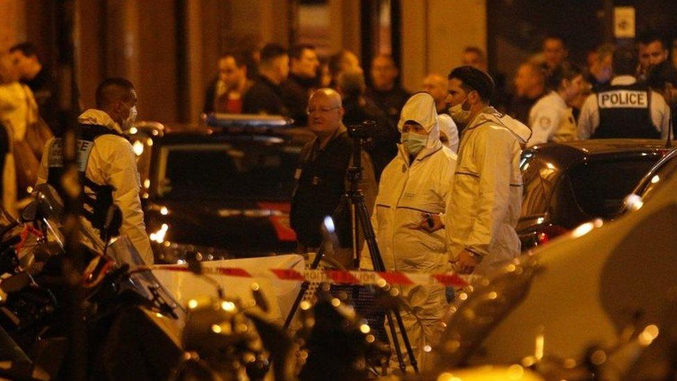 Forensic officers work at the scene of the attack in Paris, France. Photo: 12 May 2018