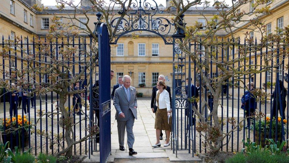 Prince Charles visits Trinity College at Oxford University in England