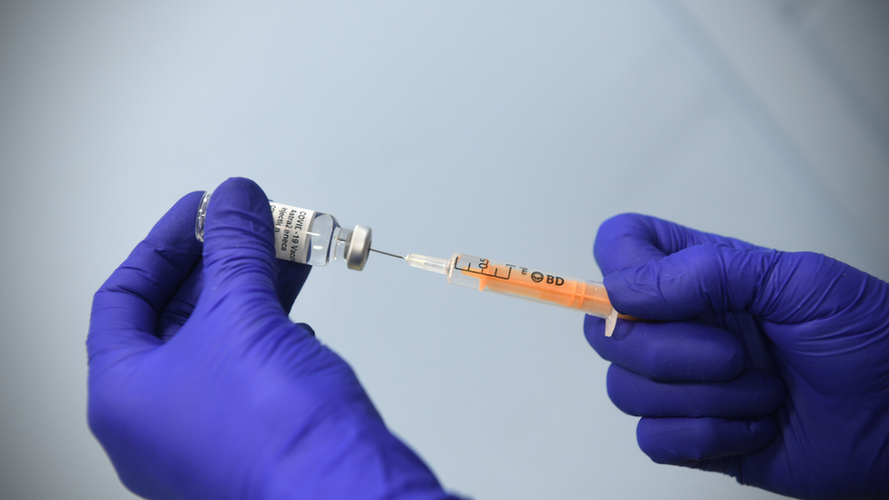 Covid-19 vaccine and syringe