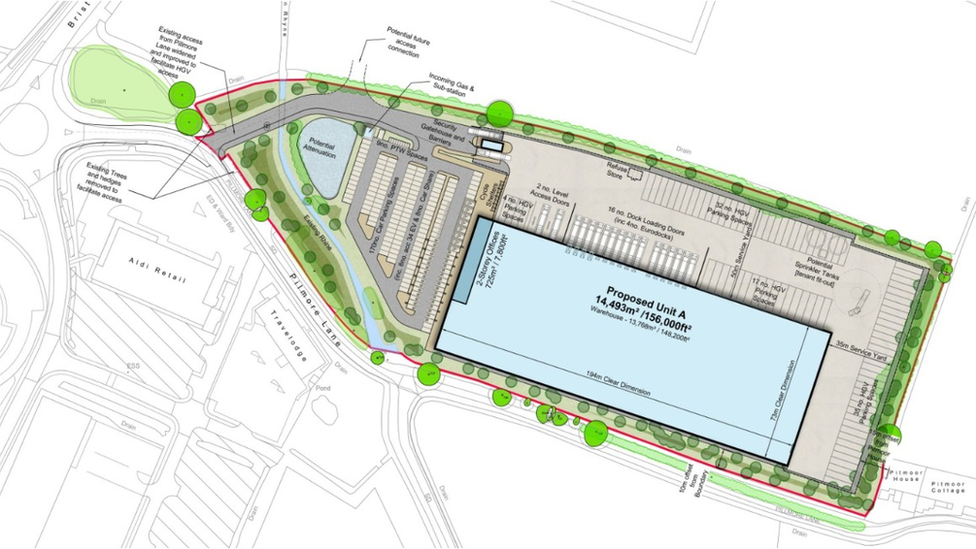 Diagram showing the new building site's location on a map