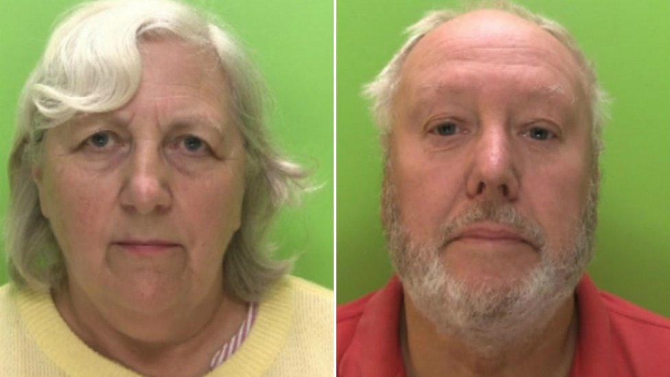 Mugshot photos of Margaret and Alan Hampshire