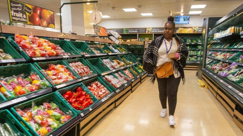 A woman in a supermarket