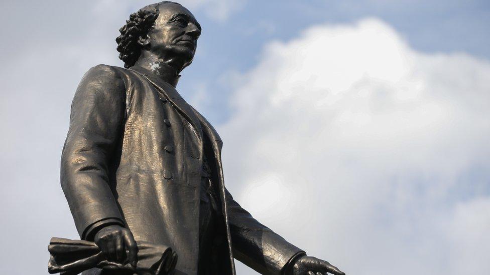 A statue of Sir John A Macdonald in Toronto, Canada