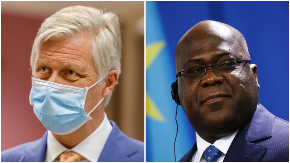 King Philippe of Belgium, left, and President Felix Tshisekedi of DR Congo