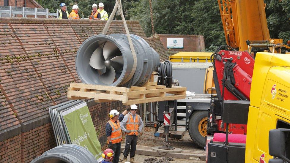 New pump being installed at the Foss Barrier, York