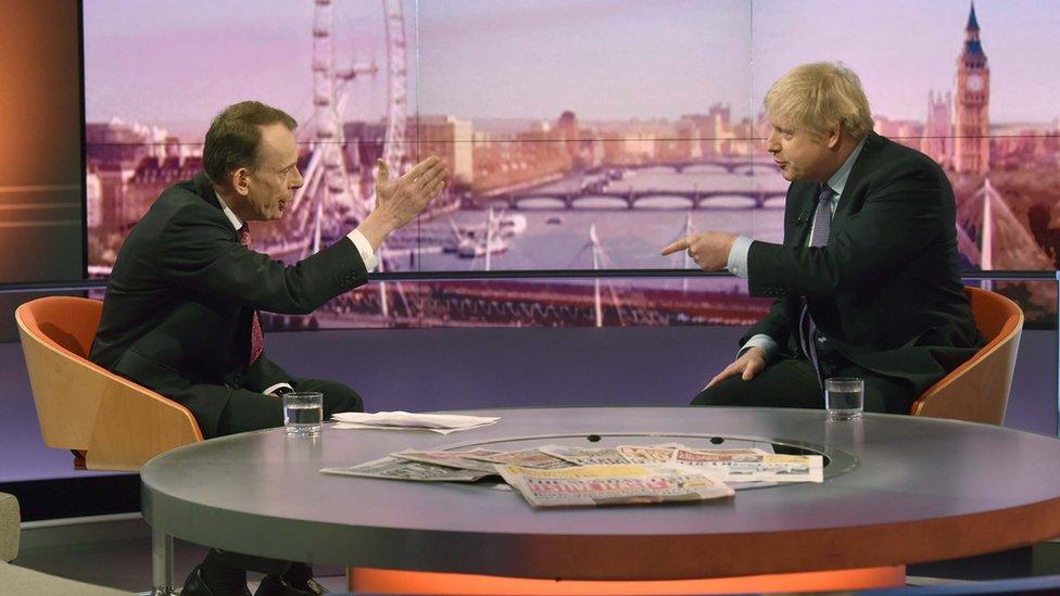 Andrew Marr questions Boris Johnson on the Andrew Marr Show