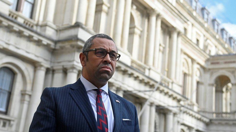 British Foreign Secretary James Cleverly seen outside the Foreign Office