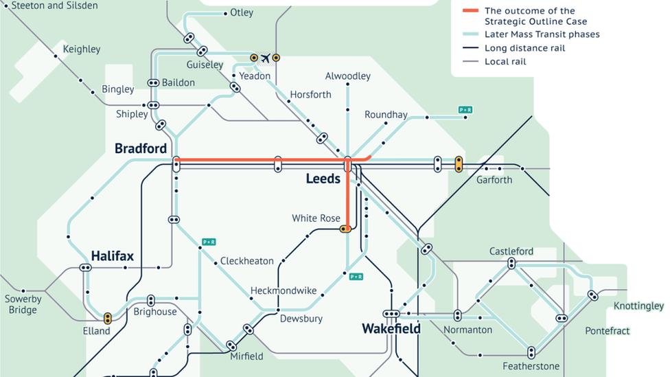 A map of the proposed tram network