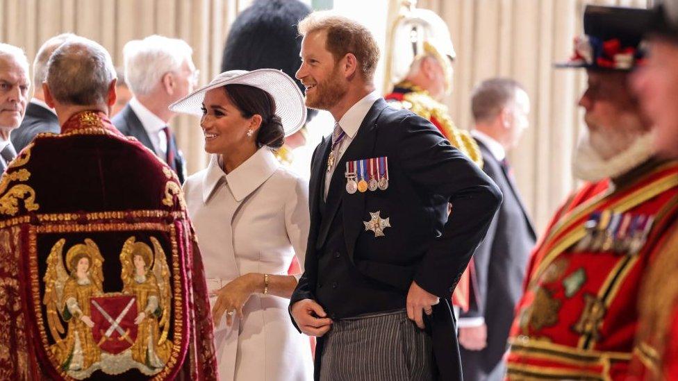 Prince Harry and Meghan at the Queen's thanksgiving service