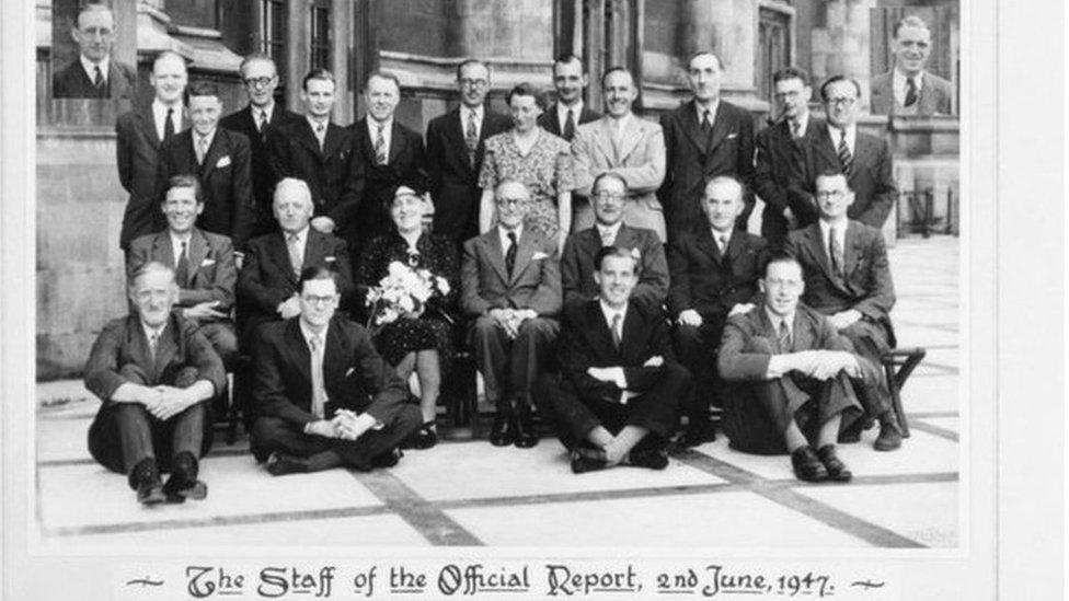 Jean Winder and the Hansard team from 1947