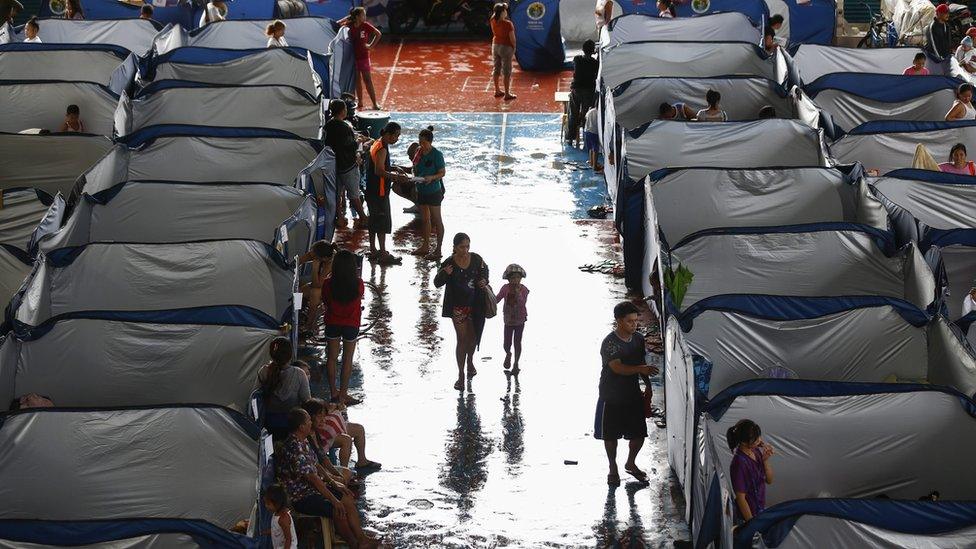 evacuees at an evacuation centre at Marikina east of Manila