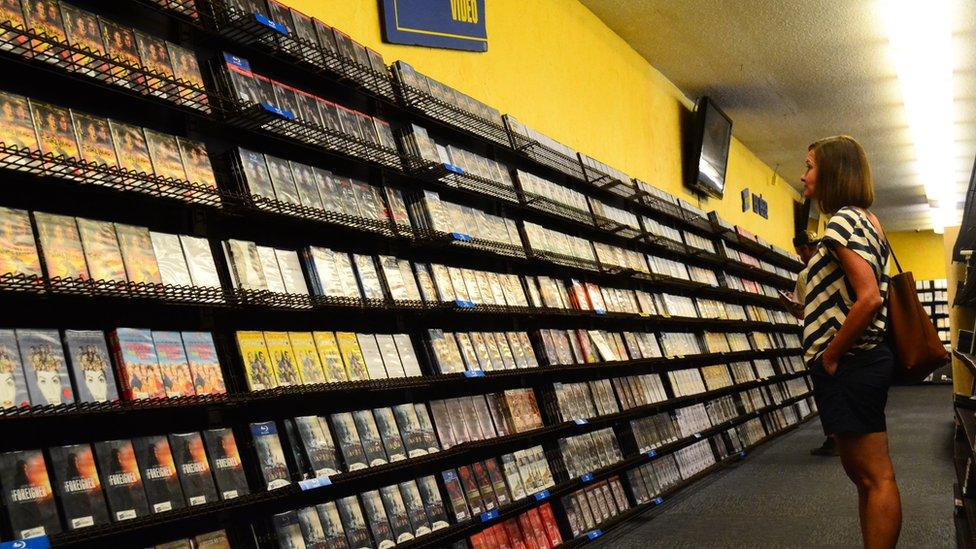 Customers at Blockbuster