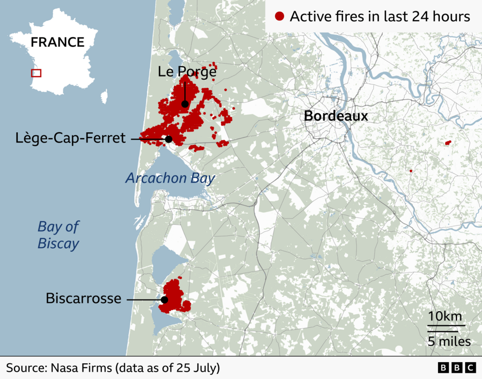 More than 250,000 flee wildfires in France and Spain
