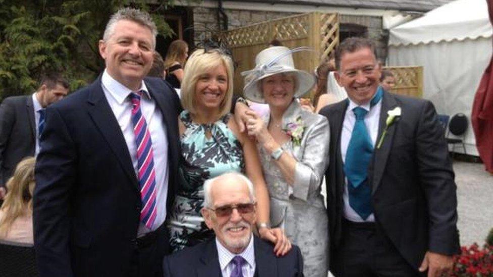 John Lazarus with son Mark, daughter Claire, and son Nigel