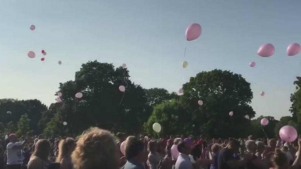 balloons released at vigil