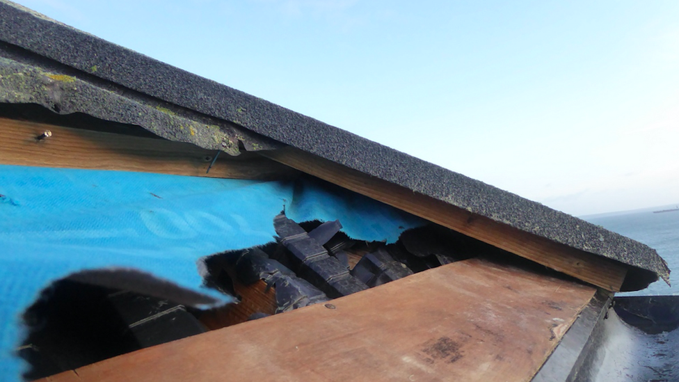 A photo of the damaged roof