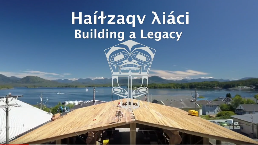 Building of Heiltsuk Nation communal longhouse, Canada, June 2019