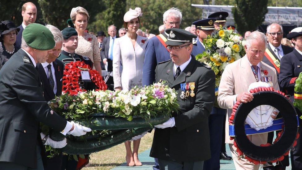 Wreaths were laid by both the Belgian and British royal families